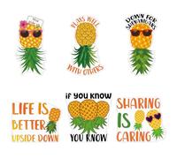 Eiapadeor Cruise Door Decorations Magnetic - 6 Pcs Upside Down Pineapple Cruise Door Magnets Tropical Pineapples Cruise Ship Door Decorations Magnets Sticker for Carnival Cabin Fridge Whiteboard Decor