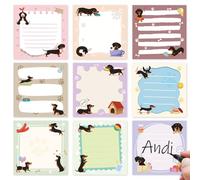 Eiapadeor Dachshund Sticky Notes Gifts - 9 Pack Cute Sticky Notes 3x3 Inch Weiner Dog Gifts Cartoon Dachshund Notepads Funny Dog Self-Stick Post It Pads Office School Supplies 450 Sheets