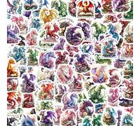 Eiapadeor Dragon Animals Stickers for Adults - 100 Pcs Magic Pterosaur Stickers, Holographic Cool Waterproof Scrapbook Sticker for Teen, Vinyl Decals for Water Bottle Laptop Journal