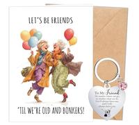 Eiapadeor Funny Birthday Card Keyring - Good Friends Greeting Card with Heart Shape Keychain Birthday Valentines Day Christmas Leaving Gifts for Girls Her Women Female Friend Lover Partner Colleague