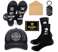 Eiapadeor Funny Retirement Gifts for Men - 4 Pcs 2026 Retirement Gifts for Him, Baseball Cap Socks Keychain Greeting Card Gift Set, Unique Retired Gift Ideas for Dad Husband Friend Grandpa Coworker