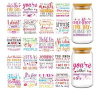Eiapadeor Funny Rub on Transfer Stickers - 20 Sheets Sarcastic UV DTF Cup Wraps, Colorful Humorous Theme UVDTF Wraps, Waterproof Rub on Decals for Glass Cups Mug Tumbler, DIY Transfer Crafts
