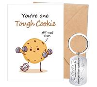 Eiapadeor Get Well Soon Card Keyring Gifts - 2Pcs Get Well Soon Gifts for Women Men Kids, You are Tough Cookie Card, Feel Better Soon Keyring, Speedy Recovery After Operation Illness