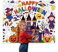 Eiapadeor Halloween Crafts Colouring Poster Tablecloth, 71 X 30 Inches Giant Happy Halloween DIY Drawing Craft, Large Coloring Activity for Kids Home Classroom Party