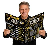 Eiapadeor Large 40th Birthday Card for Men - Black Gold Back in 1986 40th Birthday Card with Envelope Cheers to 40 Years Jumbo Guest Book Birthdays Gift for Women Men 40 Year Old Party Decorations