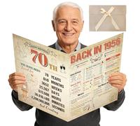 Eiapadeor Large 70th Birthday Card for Men - Vintage Back in 1956 70th Birthday Card with Envelope Cheers to 70 Years Jumbo Guest Book Birthdays Gift for Women Men 70 Year Old Party Decorations