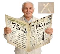 Eiapadeor Large 75th Birthday Card for Men - Vintage Back in 1951 75th Birthday Card with Envelope Cheers to 75 Years Jumbo Guest Book Birthdays Gift for Women Men 75 Year Old Party Decorations