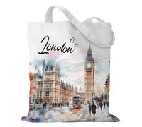 Eiapadeor London Souvenirs Travel Gifts Bag - London Essentials Unitied Kindon England Gift Trip Must Have, Reusable Canvas Tote Bag Travel Souvenir