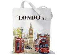 Eiapadeor London Souvenirs Travel Gifts - Unitied Kindon London Essentials Trip England Must Have, Reusable Canvas Tote Bag Travel Souvenir