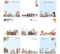 Eiapadeor London Sticky Notes Gifts - 9 Pack Watercolor London City Post It Notes 3x3 Inch Cute Gifts for Students Coworkers Funny Self-Stick Memo Pad Office School Supplies 450 Sheets for Men Women