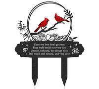 Eiapadeor Memorial Plaques Grave Ornaments - Metal Memorial Plaque Stake for Loss Loved One, Cardinal Grave Markers, Sympathy Gift for Family Mom Dad Grandparents, Cemetery Graveyard Garden Decor