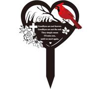 Eiapadeor Mom Grave Ornaments Memorial Plaques Metal Memorial Plaque Stake for Loss of Mum, Heart Shape Grave Markers, Mother Mummy Rememberance Gifts, Cemetery Outdoor Yard Graveyard Garden Decor