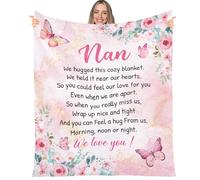 Eiapadeor Nan Gifts Blanket - Fluffy Blanket Birthday Gift with Beautiful Flowers Print for Nanny Grandma Nan Nana Women from Grandchildren Presents for Nana Birthday Christmas Valentine's Day