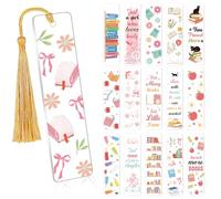 Eiapadeor UV DTF Bookmark Wraps - 16 Sheets Book Cat Rub on Transfer Stickers for DIY Acrylic Bookmark Crafts Double-Sided Design Waterproof UVDTF Stickers, Rub on Transfers Decals for Book Lovers