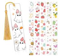 Eiapadeor UV DTF Bookmark Wraps - 16 Sheets Fruit Ghost Rub on Transfer Stickers for DIY Acrylic Bookmark Crafts, Double-Sided Design Waterproof UVDTF Stickers, Rub on Transfers Decals for Book Lovers