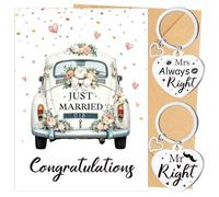 Eiapadeor Wedding Card Gift - Congratulations On Your Wedding Day Card with Keyring Valentines Day Engagement Anniversary Marriage Gift for Him Her Bride Groom Wife Husband New Couple