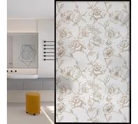 Eiauiuo 3D Window Film For Privacy & UV Protection, Non-Adhesive Frosted Glass Film With Colorful Flower & Gold Patterns, Sun Protection Decorative Window Film For Office & Kitchen(30x100cm)