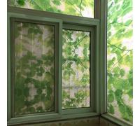Eiauiuo 3D Window Film Static Adhesive With Green Leaves Pattern - Self-Adhesive Opaque Frosted Glass Privacy Film For Home & Office - Sun Protection, Decorative Window Film For Privacy, Static Cling(