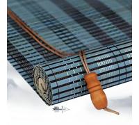 Eiauiuo Blue Bamboo Roller Blind - Natural Bamboo Blinds For Sun Protection & Privacy, 85% UV Shading Rate, Roman Blind With Hook Suspension, Eco-Friendly Bamboo Curtain(90x160cm)