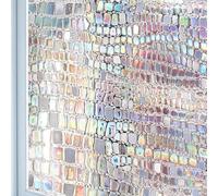 Eiauiuo Colorful 3D Rainbow Window Film - Self-Adhesive Static Cling Opaque Privacy Film For Glass Door, Bathroom, And Home - Anti-UV, Heat Protection, Decorative Window Film(Colored film A,45x150cm)