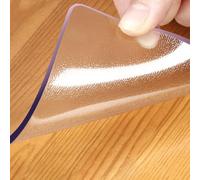 Eiauiuo Crystal Clear PVC Tablecloth Table Protector 1mm 2mm 3mm - Transparent Waterproof, Tear-Resistant Table Protection Film For Dining, Kitchen & Outdoor Tables - Washable Easy Care Table Cover(Fr