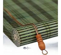 Eiauiuo Green Bamboo Roller Blind - Light Filtering & UV Protection - Privacy & Sun Protection Roman Blind For Living Room, Kitchen, Balcony & Garden - Eco-Friendly Side Pull Curtain(100x120cm)