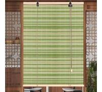 Eiauiuo Green Bamboo Roller Blinds With Lifter - UV & Sun Protection, Privacy Protection, Side Pull Wooden Blinds For Garden, Balcony & Teahouse, Roman Curtain, Natural Bamboo(100x220)