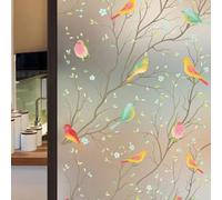 Eiauiuo Opaque Window Film For Privacy, Decorative Bird Pattern Self-Adhesive Static Cling Window Film, UV & Heat Protection Frosted Glass Film, Colorful Non-Adhesive Privacy Film(60x100cm)