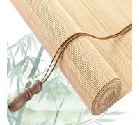 Eiauiuo Retro Bamboo Roller Blind, Sun Protection & Privacy Roman Blind For Windows, Indoor Wooden Window Blind, Natural 55% Opaque, Eco-Friendly Bamboo Blind(Width 40cm,High 140cm)
