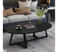 Eiauiuo Solid Wood Coffee Table Oval Shape With Black Metal Support Frame - Modern Side Table For Living Room, Bedroom, Office & Balcony - Simple, Stylish, Multipurpose Casual Table(Schwarz,120x45x60c