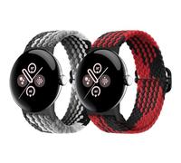 Eiavike Braided Bands Solo Loop Compatible with Google Pixel Watch 4, 3, 2, 1 41mm/45mm, Adjustable Stretchy Nylon Elastic Straps with Upgraded Connector for Pixel Watch Wristbands Women Men