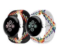 Eiavike Braided Bands Solo Loop Compatible with Google Pixel Watch 4, 3, 2, 1 41mm/45mm, Adjustable Stretchy Nylon Elastic Straps with Upgraded Connector for Pixel Watch Wristbands Women Men