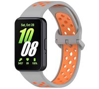 Eiavike Silicone Sport Band for Samsung Galaxy Fit 3 Breathable Two-tone Porous Replacement Watch Strap for Galaxy Fit 3 2024 SM-R390 Women Men (Gray Orange)