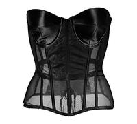 EIBA Corset Tops Y2K,Corsets For Women Sexy Plain Black Perspective Mesh Bustier Corset Tops Sleeveless Lace Up Boned Overbust Push Up Corset Shapewear Party Clubwear Bodice,M