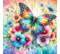 EIBEILI Diamond Painting Kits for Adults, Butterfly Flower 5D Diamond Art Kits for Beginner DIY Full Drill Diamond Dots Crystal Craft Kits for Home Wall Decor Gifts(12X12 Inch/Butterfly)