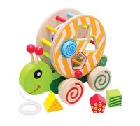 Pull-Along Stacking Snail Wooden Toy Bright Colour Shape Sorter Eichhorn Toddler