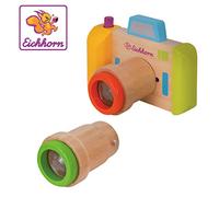 Eichhorn 100003460 Kaleidoscope, 3 Pieces, Camera and 2 Lenses, Material, Suitable for Children from one Year Rotation Function, Wood, Birch Plywood, BSK, 1J+, Multicoloured, 12,5x9x7,5cm