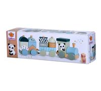 Simba Eichhorn Wooden Train with 2 Wagongs and 13 Building Blocks, Locomotive and Trailer Consisting of Building Blocks, 16 Pieces, 29 cm Long, Motor Skills Toy for Children from One Year