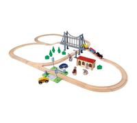 Eichhorn 100006204 Railway Set with Bridge, 55 Pieces, 500 cm Track Length, FSC Certified Beech Wood, Can be Installed with Other Rail Systems