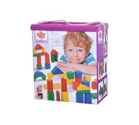 Eichhorn 100010171 100 bunte Holzbausteine in der Aufbewahrungsbox mit Kordel un