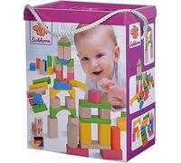 Eichhorn 100088021 60 Colourful and Natural-Coloured Wooden Building Blocks in Storage Box with Cord and Sorting Lid, FSC 100% Certified Beech Wood, for Children from One Year
