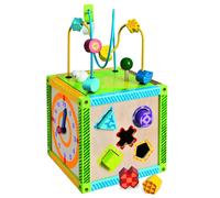 Baby Activity Cube Play Center | Activities Include Bead Mmaze, Abacus, Sorting Blocks, Noughts & Crosses and Other Games | Ages 1+