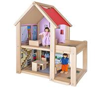 Eichhorn Wooden Dolls House | Girls Dolls House inc 2 Dolls & 6 Pieces of Furniture Wood & Finish | For ages 3 & up