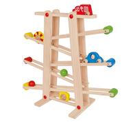 Eichhorn Wooden Marble Run Game | Marble Run for Kids with Colourful Cars and Bright Shapes | Multi-level Play | For Ages 1+