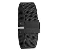 Eichmüller 22mm Stainless Steel Milanese Watch Bracelet, Black, IP Black, 22 mm, Safety Clasp with Engraving