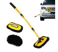 EICKMO 15° Curved Car Wash Brush with Telescopic Handle, Scratch-Free Car Cleaning Brush for Car Van Truck SUV RV, 43" Aluminum Alloy Long Handle Wash Mop, Soft Chenille Head Not Damage Car Paint