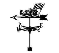 EICOFF Decorative Wind Vane, Metal Weathervane with Roof Mount Stainless Steel Racing Car Weather Vane Garden Wind Direction Indicator for Outdoor Farm Yard Weathercock Measuring Tool (E