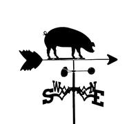 EICOFF Exquisite Metal Weather Vane Ornament Boar Pig Weather Vane Weathercock Wind Direction Indicator Weathervane Measuring Tools with Anti-Rust Coating Satin Black for Garden Patio Yard Decorati