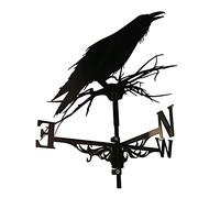 EICOFF Exquisite Metal Weather Vane Ornament Wind Direction Indicator Weather Vane Retro Crow Stainless Steel Weathervane for Garden Patio Yard Ornament Decoration Easy Install Weathercock Measurin