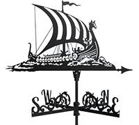 EICOFF Metal Weather Vane, Wind Vane, Stainless Steel Direction Indicator Metal Decorations Farm Scene Garden Stake for Outdoor Roof Garden - Viking Warship